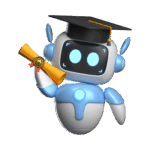 3D robot wearing a graduation cap and holding a certificate, symbolizing Red Hat AI learning at Hawkstack.